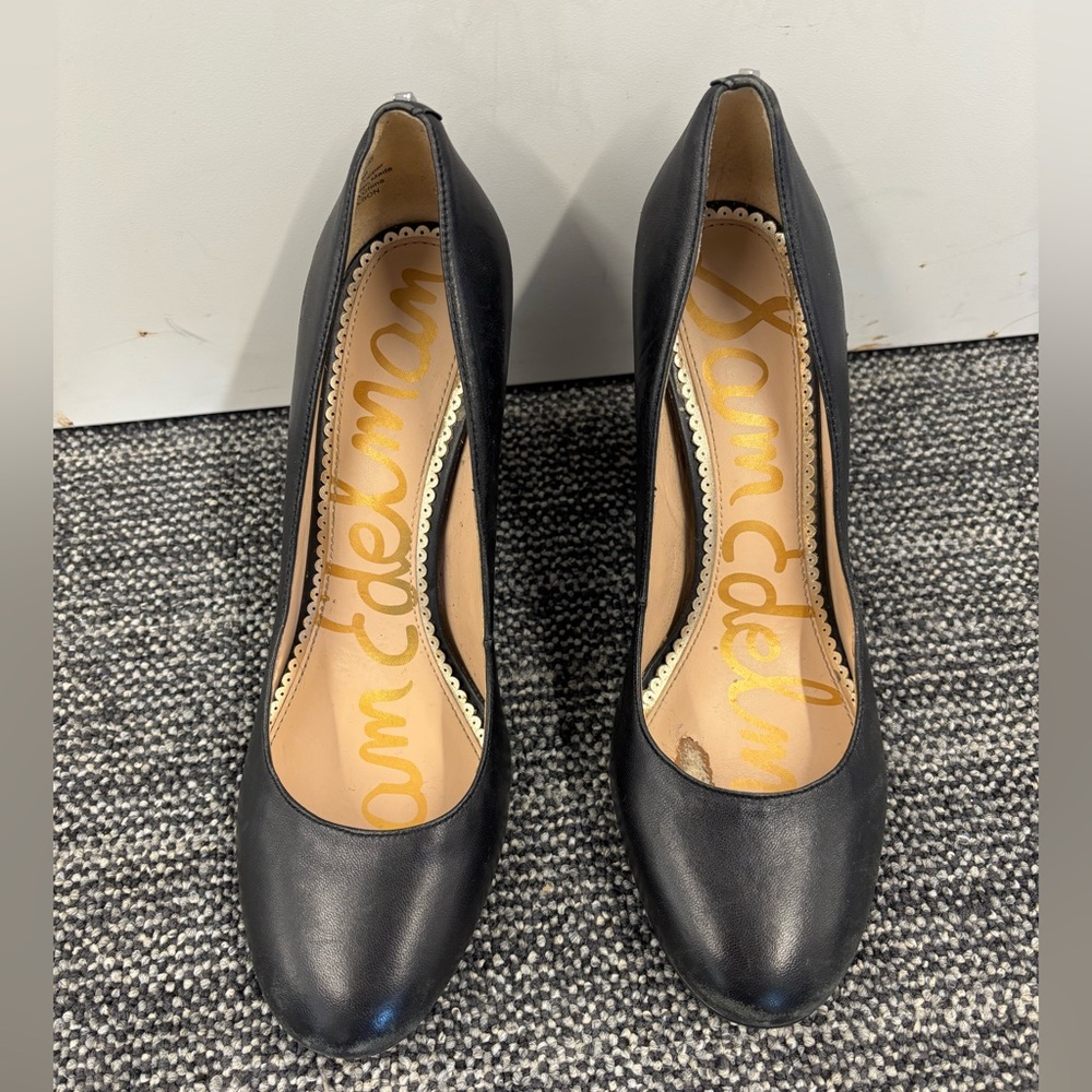 Sam Edelman Black Leather Block Heels – Size 8